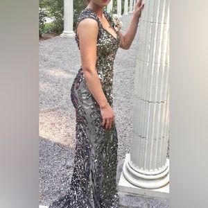 Primavera Couture Silver Prom Dress